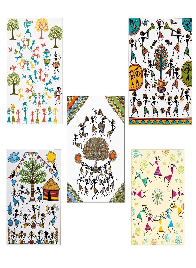 BenignCraft 20 Notecards with Envelops, Warli Art Greeting Cards, Thank You Cards, Birthday Return Gift Tags for All Occasions. - Image 1